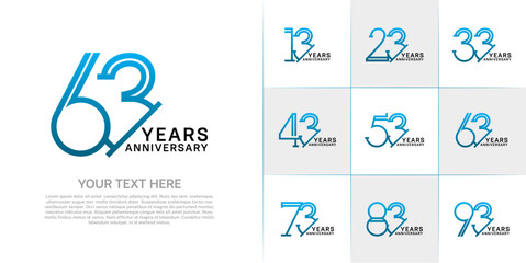 set of anniversary logotype blue and black color for special celebration event