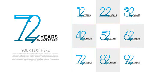set of anniversary logotype blue and black color for special celebration event