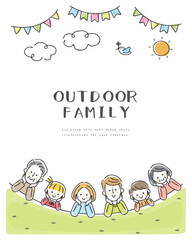 頬杖をつく家族の背景