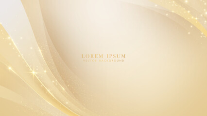 Golden curve line with glittering light effect decoration. Elegant style background design