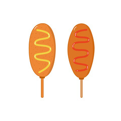 Simple flat corndog illustration for element decoration.