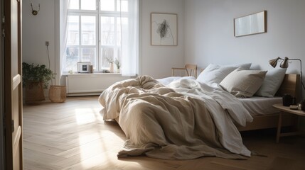 朝の寝室　イメージイラスト　generative AI