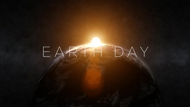 Earth Animation With Sunrise effect with text - earth day cinematic look