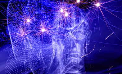 Illustration that represents artificial intelligence becoming aware of itself and the real world.