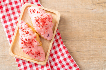 croissant with strawberry chocolate sauce