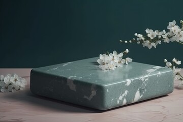 green box with white flowers on it. Generative AI