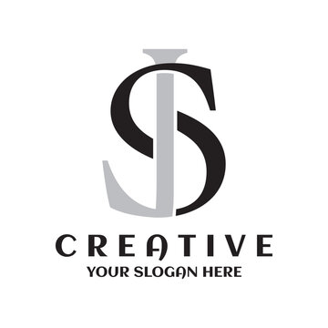 Simple modern creative minimal JS logo unique style. Initial JS symbol design template