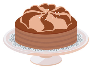 ケーキスタンドに乗せたココアクリームたっぷりスポンジケーキ