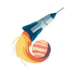 ship flying over the planet