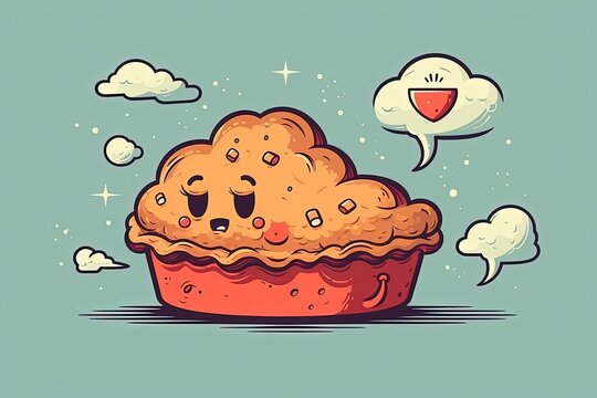 pie with a thought bubble above it, conveying a humorous or witty message. Generative AI