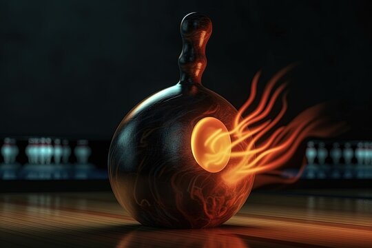 bowling ball on fire. Generative AI