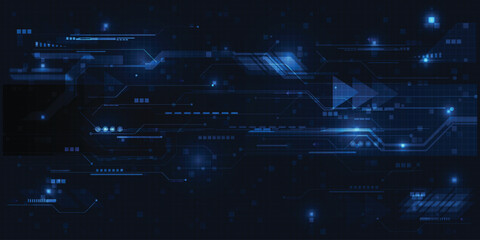 Vector illustrations of futuristic digital innovation and technology with digital element and grid line circuit network for advertising and game artwork.Future tech design concepts.