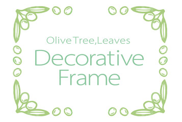 オリーブの実と葉を使ったデザインフレーム。水彩風、ベクター素材。