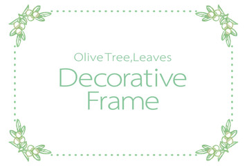 オリーブの実と葉を使ったデザインフレーム。水彩風、ベクター素材。