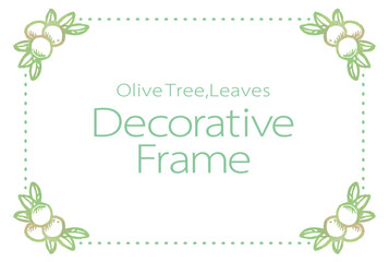オリーブの実と葉を使ったデザインフレーム。水彩風、ベクター素材。