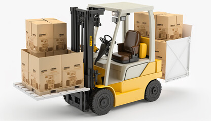 Naklejka premium Cargo loading operation, shipment, delivery, logistics and freight transportation concept, Generative AI