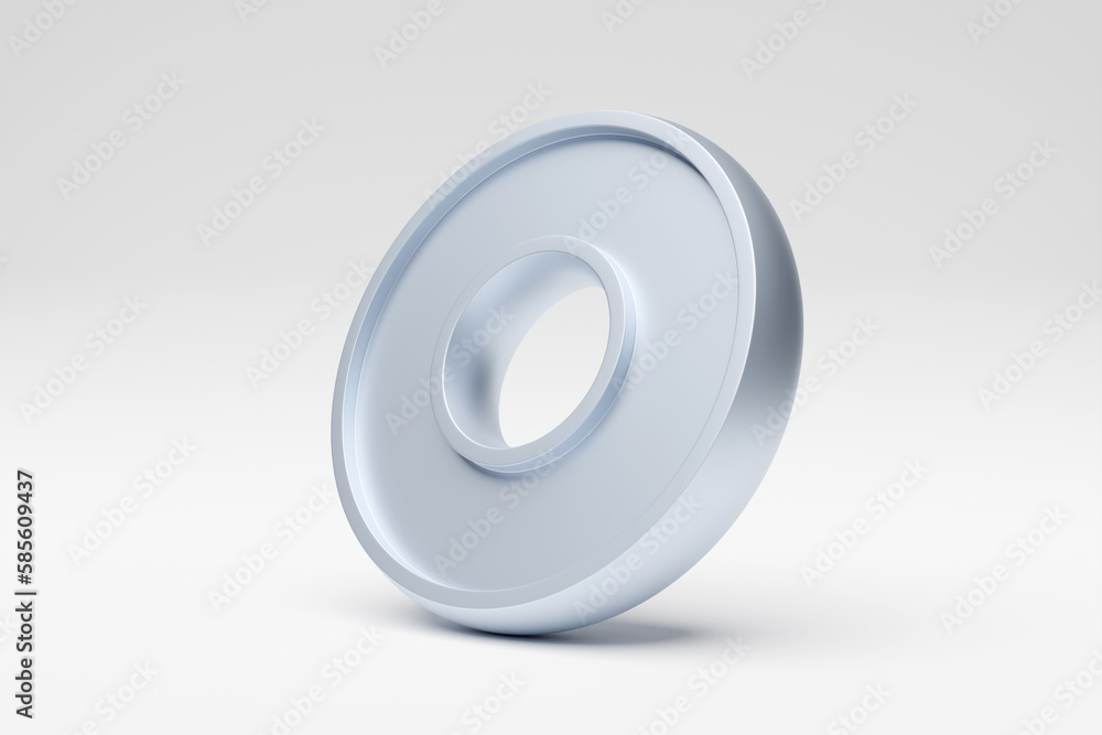 Poster abstract geometric simple primitive shape, blue disk on a white background, 3d rendering