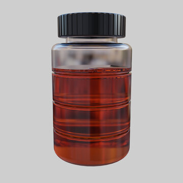 lubricating oil sample in a clear plastic bottle