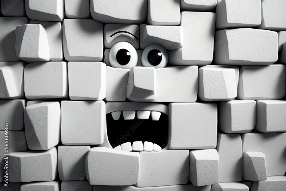 Poster image of white rectangular stones forming a wall in close up generative ai
