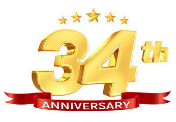 34th year anniversary gold number