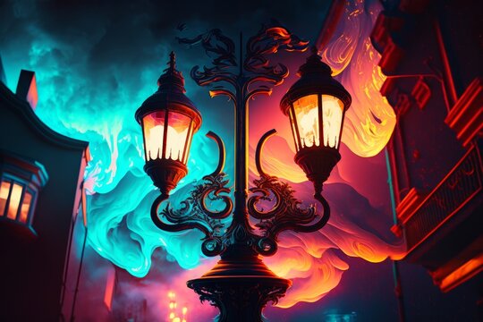 Swirling Colors & Cinematic Lights: A Stunning 19th Century Style Piece Capturing The Magic Of Summer Dusk On A Cobblestone Road, Generative AI