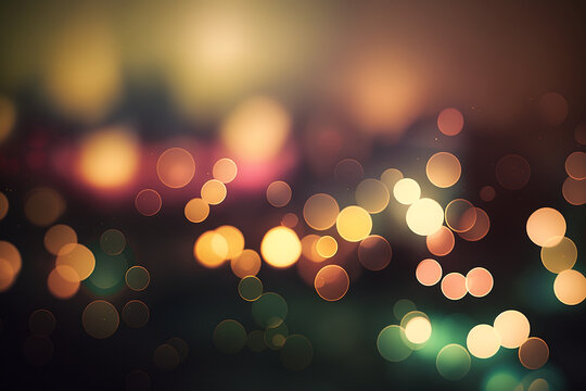 Defocused night light background, Colorful soft bokeh, blurred lights