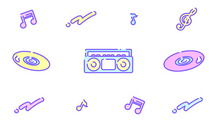 レトロでポップなミュージック壁紙⭐︎PNG