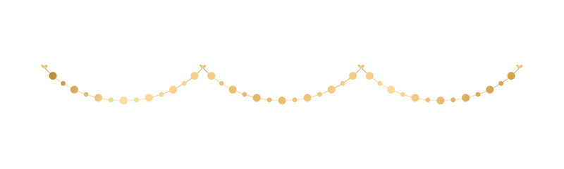Golden Lights Garland, Festive Birthday, Christmas Party celebration, Hanging buntings garlands vector illustration