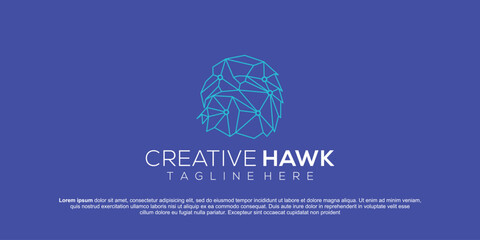 eagle with technology logo design illustration