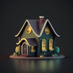 3D rendering cute house with high details
