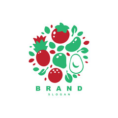 Creative organic fruit vegetable nature logo design for your brand or business