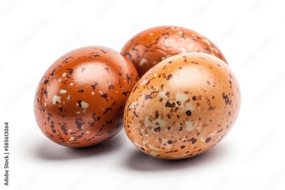 Poster stack of three brown eggs. generative ai