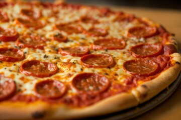pizza with salami and cheese, isolated pizza close-up