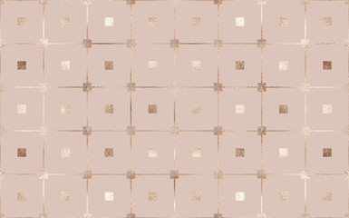 Minimal geometric seamless pattern background design with gold square tiles.
