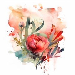 love colorful water color - generative ai