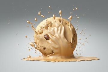 delicious cookie with a splash of milk on top of it. Generative AI