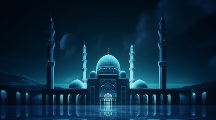 Mosque Blue Light Background - Generative AI