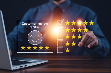 Customer review satisfaction feedback survey concept, Customer can evaluate quality of service...