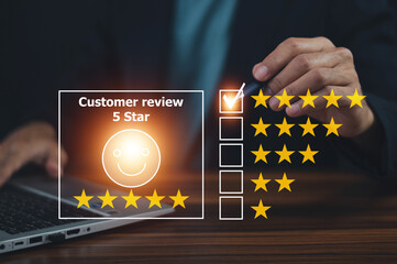 Customer review satisfaction feedback survey concept, Customer can evaluate quality of service...