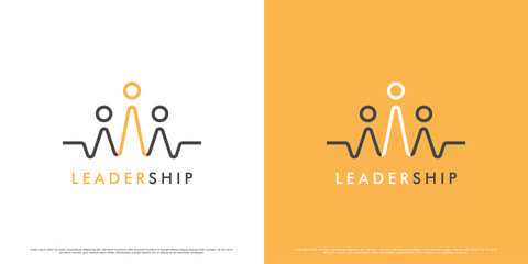 Leader logo design illustration. Creative idea line leader master team captain manager director. Work team relationship design. Simple modern business graphics.