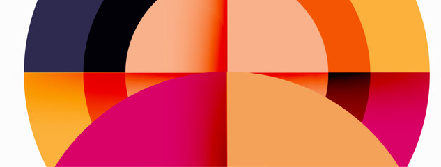 Circles with shadows trendy minimal geometric composition abstract background