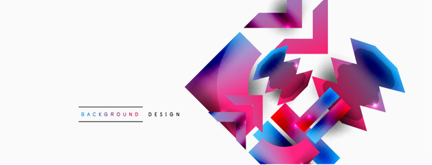 Dynamic composition, shiny geometric shapes abstract background. Trendy techno business template for wallpaper, banner, background or landing