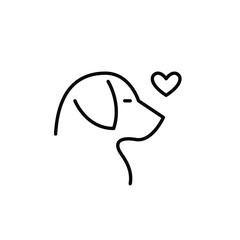 Pet lover. Dog head with heart. Pixel perfect, editable stroke icon