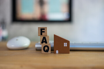 Frequently Asked Questions Solution about home, help desk. About support question service assistance concept. FAQ and search concept