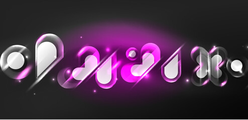 Abstract background glowing neon light geometric shapes. Space cosmic or magic energy vector wallpaper For Wallpaper, Banner, Background, Card, Book Illustration, landing page