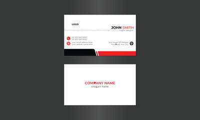 Professional Modern Creative and Clean  Black and Rad Vector Business Card Template Design.