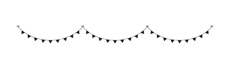 Blank banner, bunting garland silhouette template for scrapbooking parties and events vector illustration