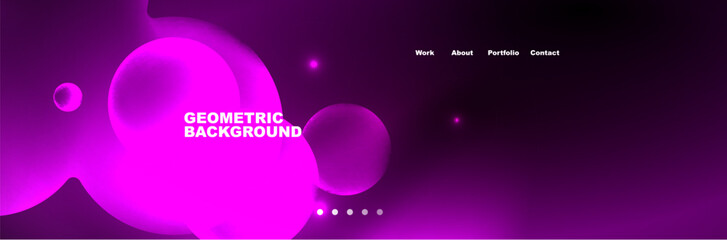 Shiny neon circles and bubbles, dark abstract background with blurred magic neon light, wallpaper design