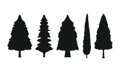 Silhouette pine trees for winter theme icon illustration