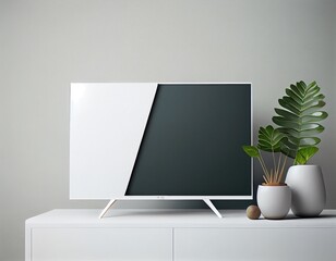 Minimalist Blank TV Screen Mockup, Modern, Simple, and Created with Generative AI